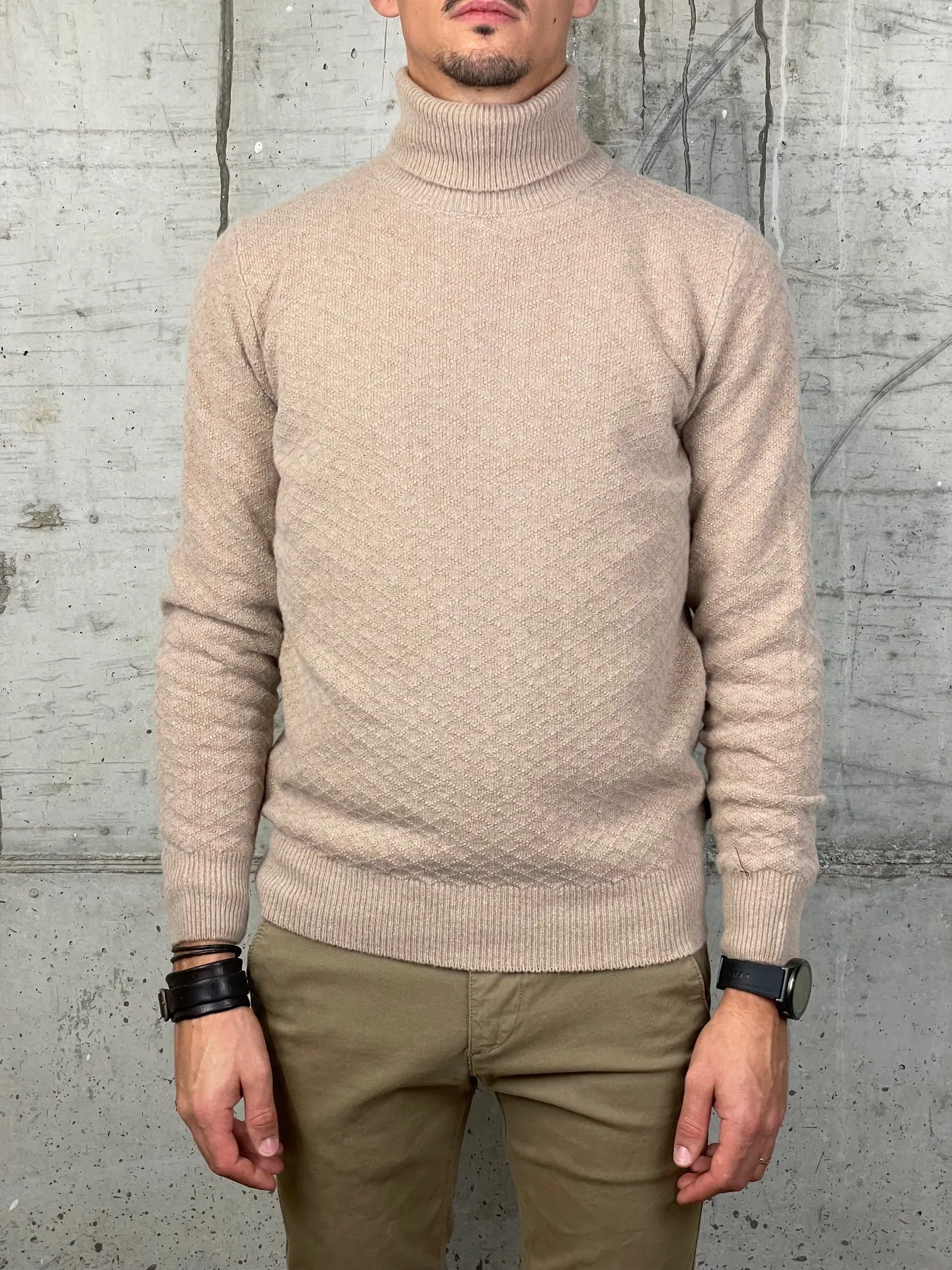40Weft Maglia Dolcevita Parker con Lavorazione Beige