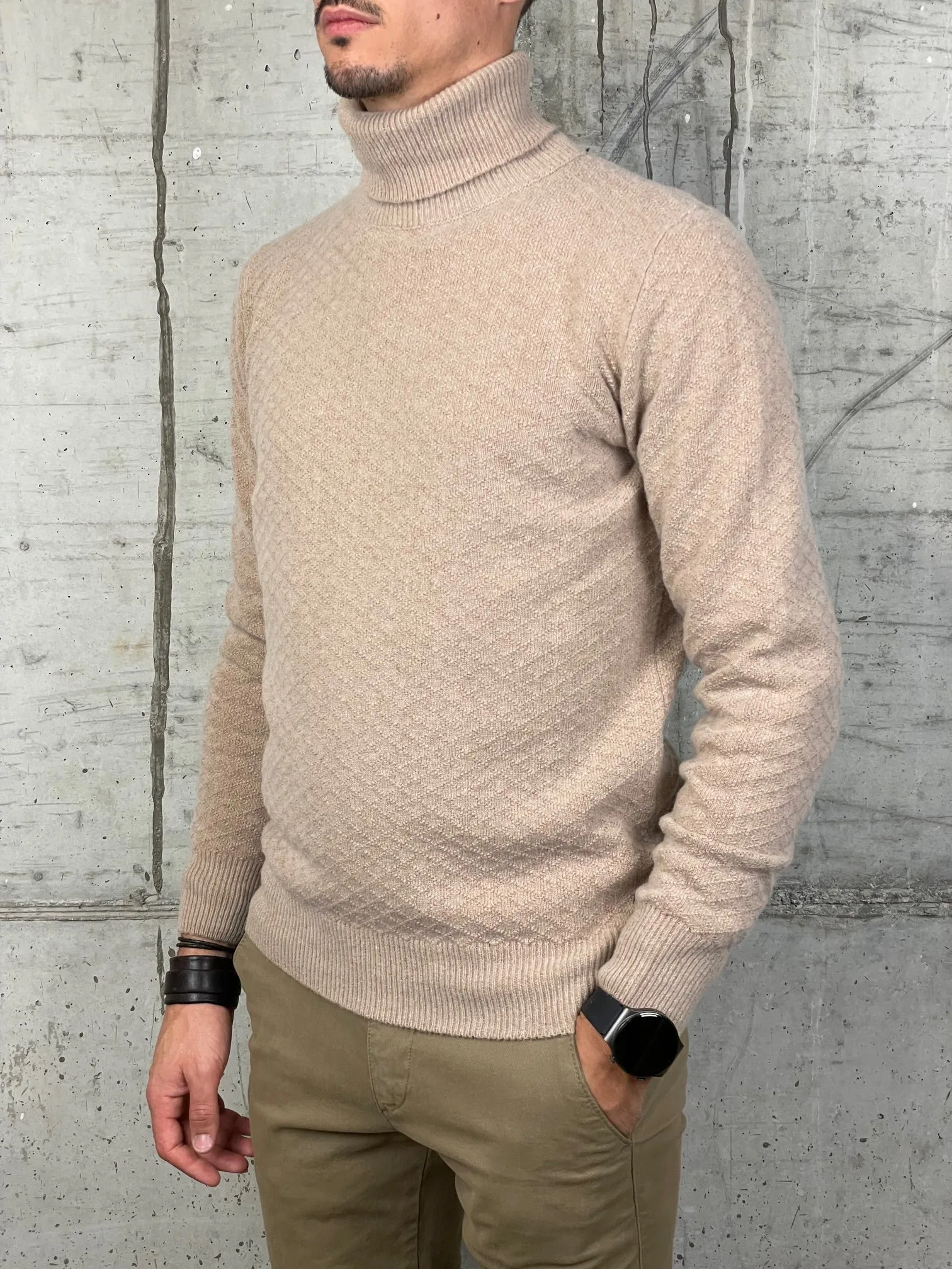 40Weft Maglia Dolcevita Parker con Lavorazione Beige