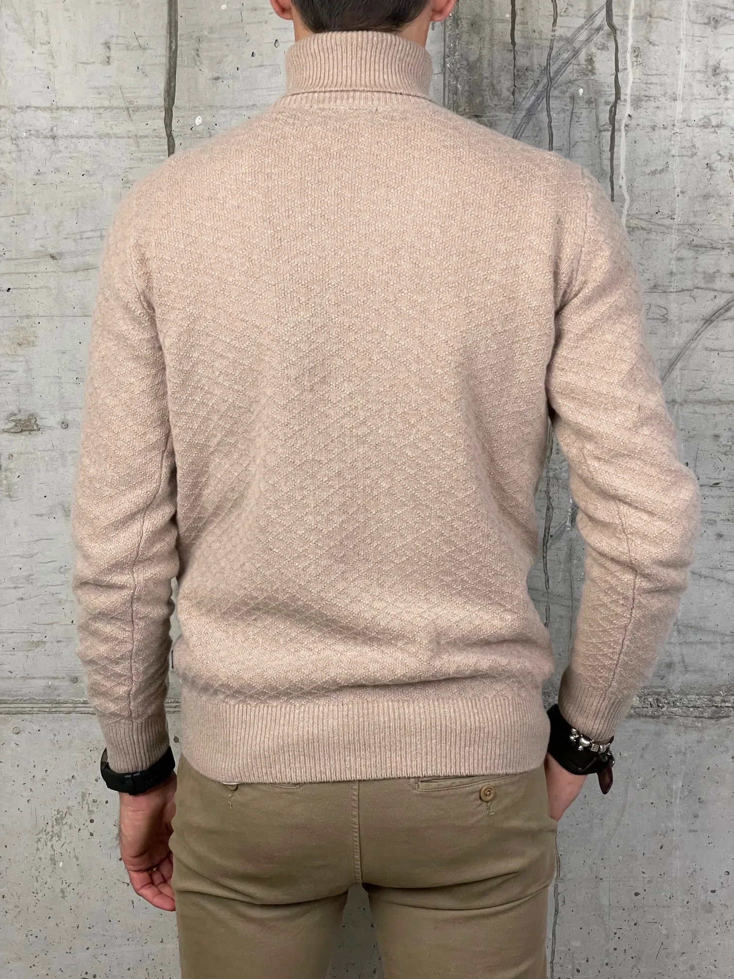 40Weft Maglia Dolcevita Parker con Lavorazione Beige