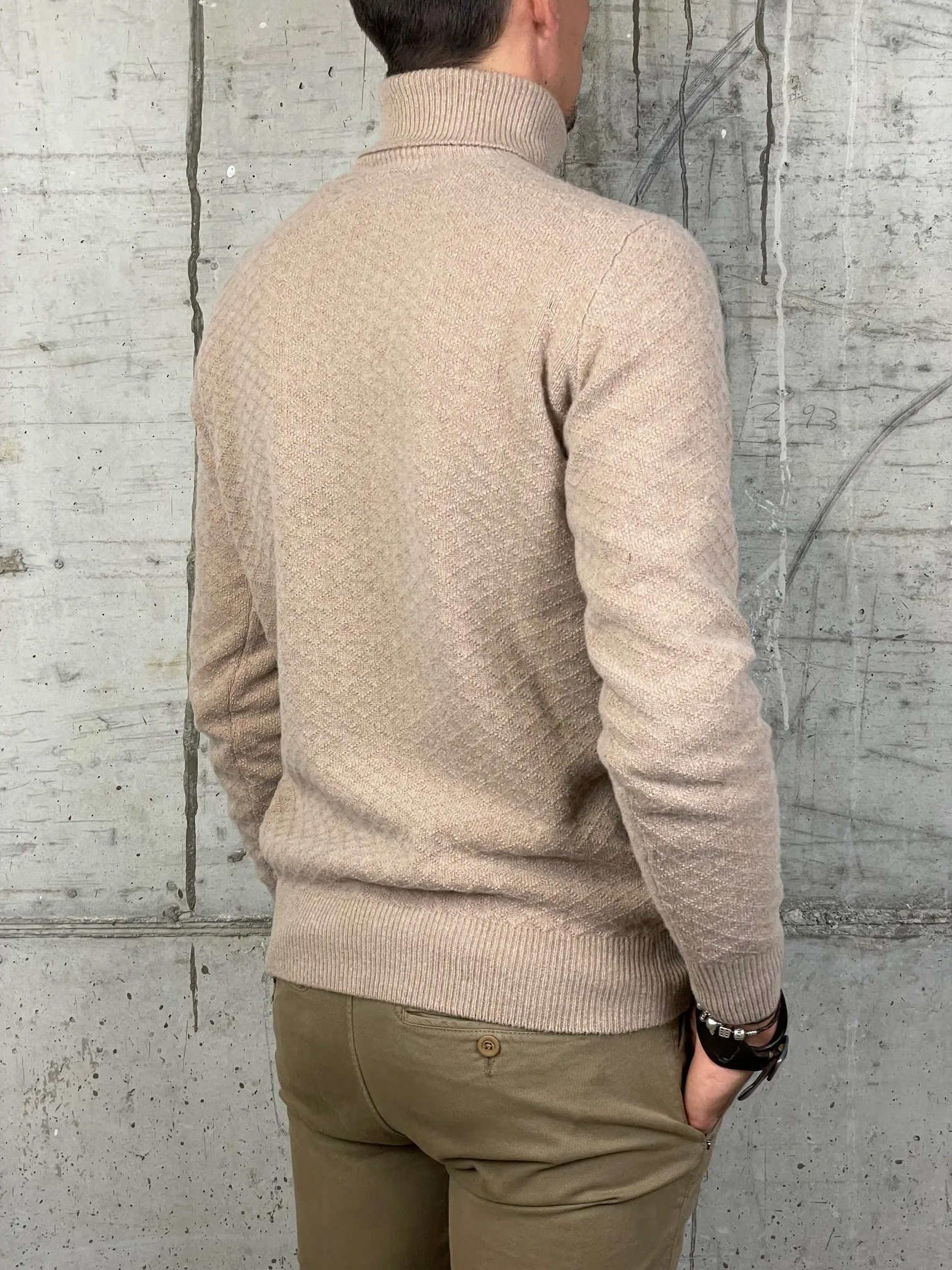 40Weft Maglia Dolcevita Parker con Lavorazione Beige