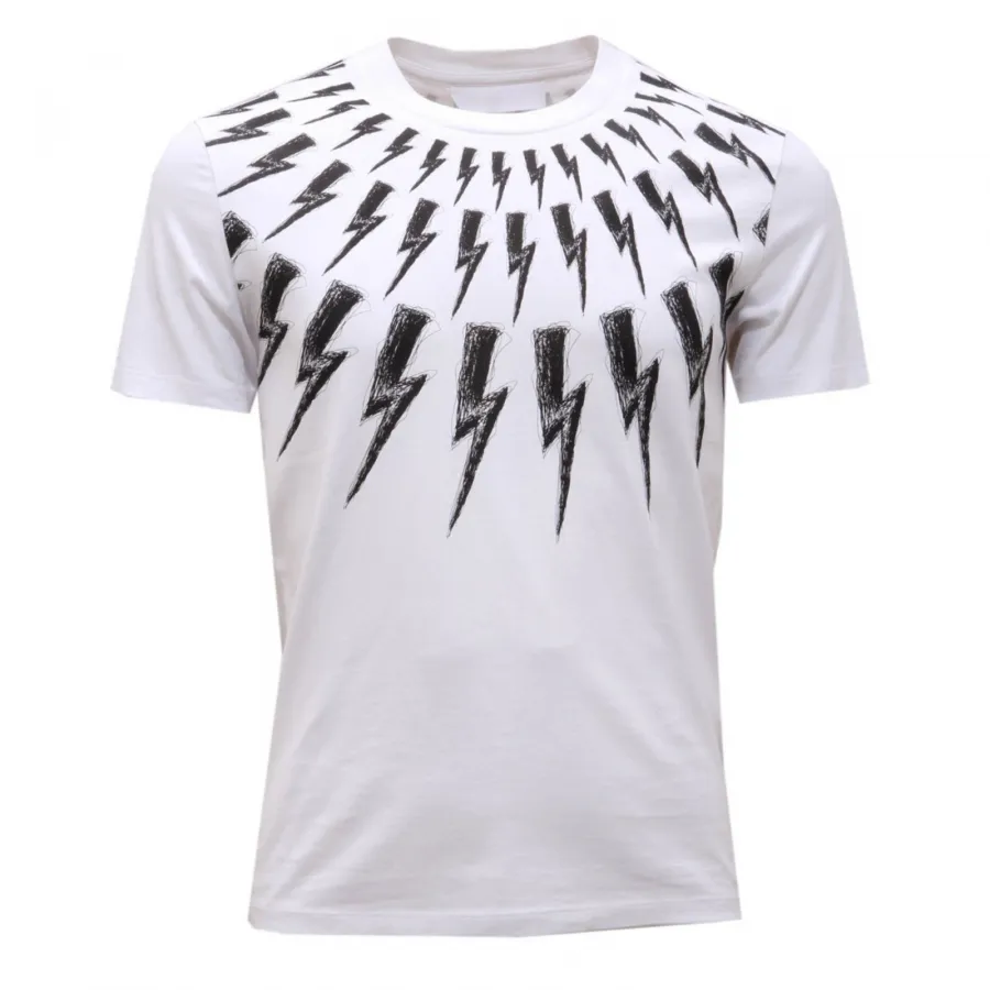 8620AG maglia uomo NEIL BARRETT white/black jersey cotton printed t-shirt man