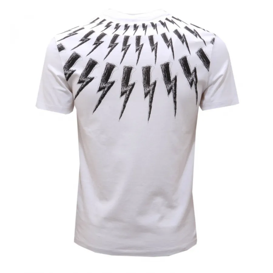 8620AG maglia uomo NEIL BARRETT white/black jersey cotton printed t-shirt man