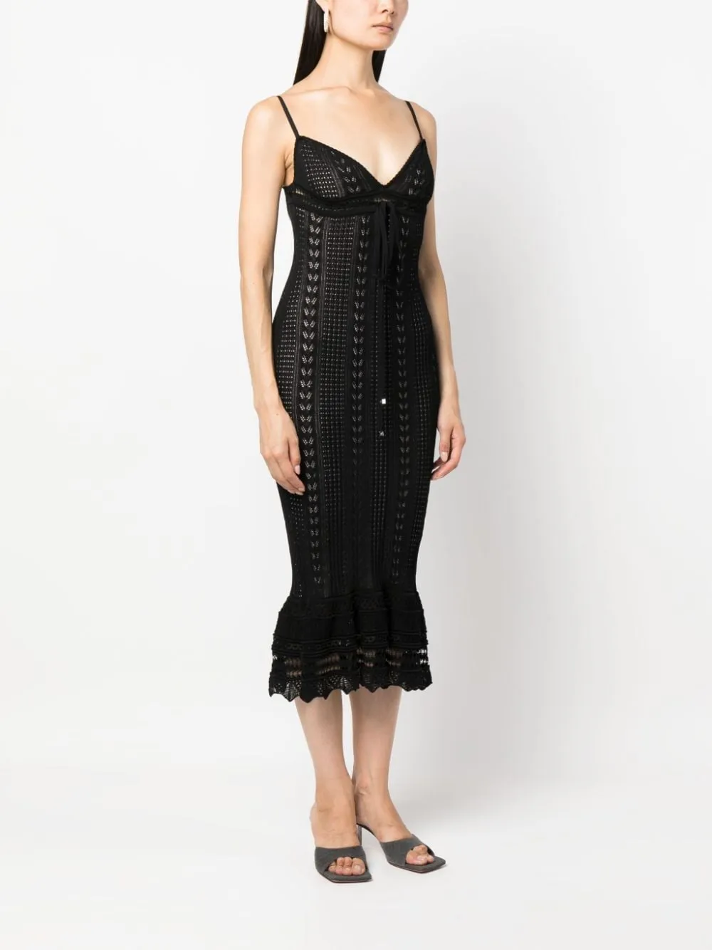 Abito midi a peplo in nero - donna