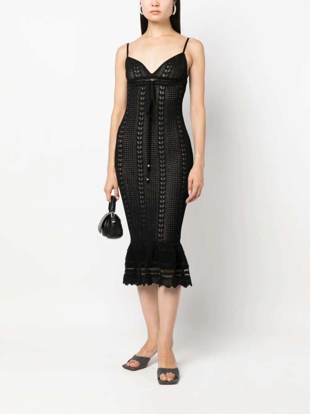 Abito midi a peplo in nero - donna