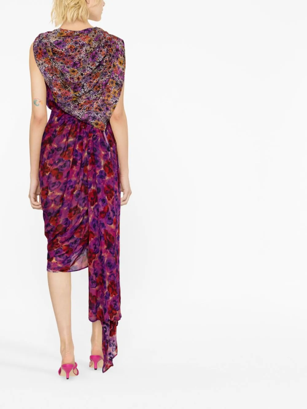 Abito midi con stampa grafica multicolore - donna