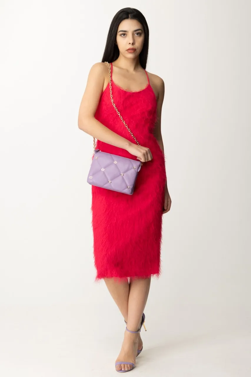 Abito midi effetto piumette BRIGHT ROSE