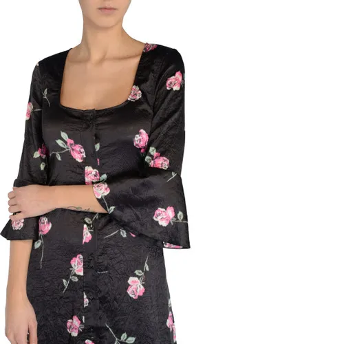 Abito midi Ganni nero con stampa floreale