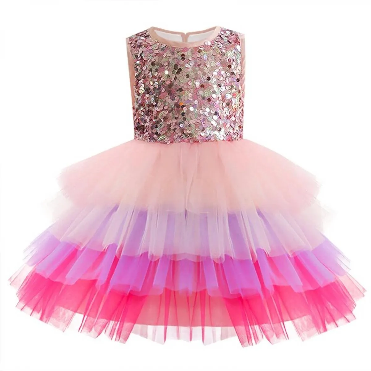 Abito per bambini Festa di compleanno Ballo con paillettes Ricamo Abito in rete Ragazza Festa di Natale Abito in tutù in maglia