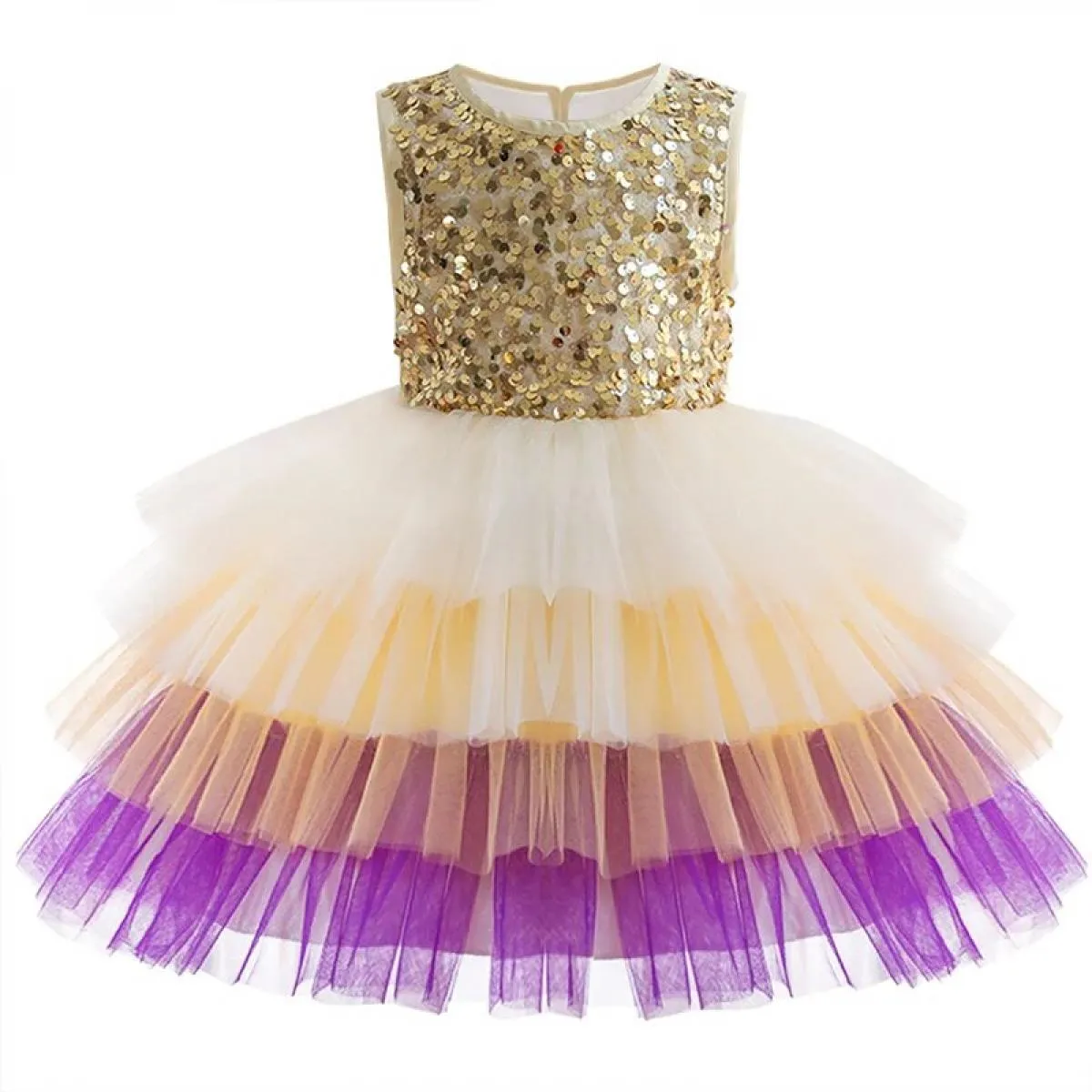 Abito per bambini Festa di compleanno Ballo con paillettes Ricamo Abito in rete Ragazza Festa di Natale Abito in tutù in maglia