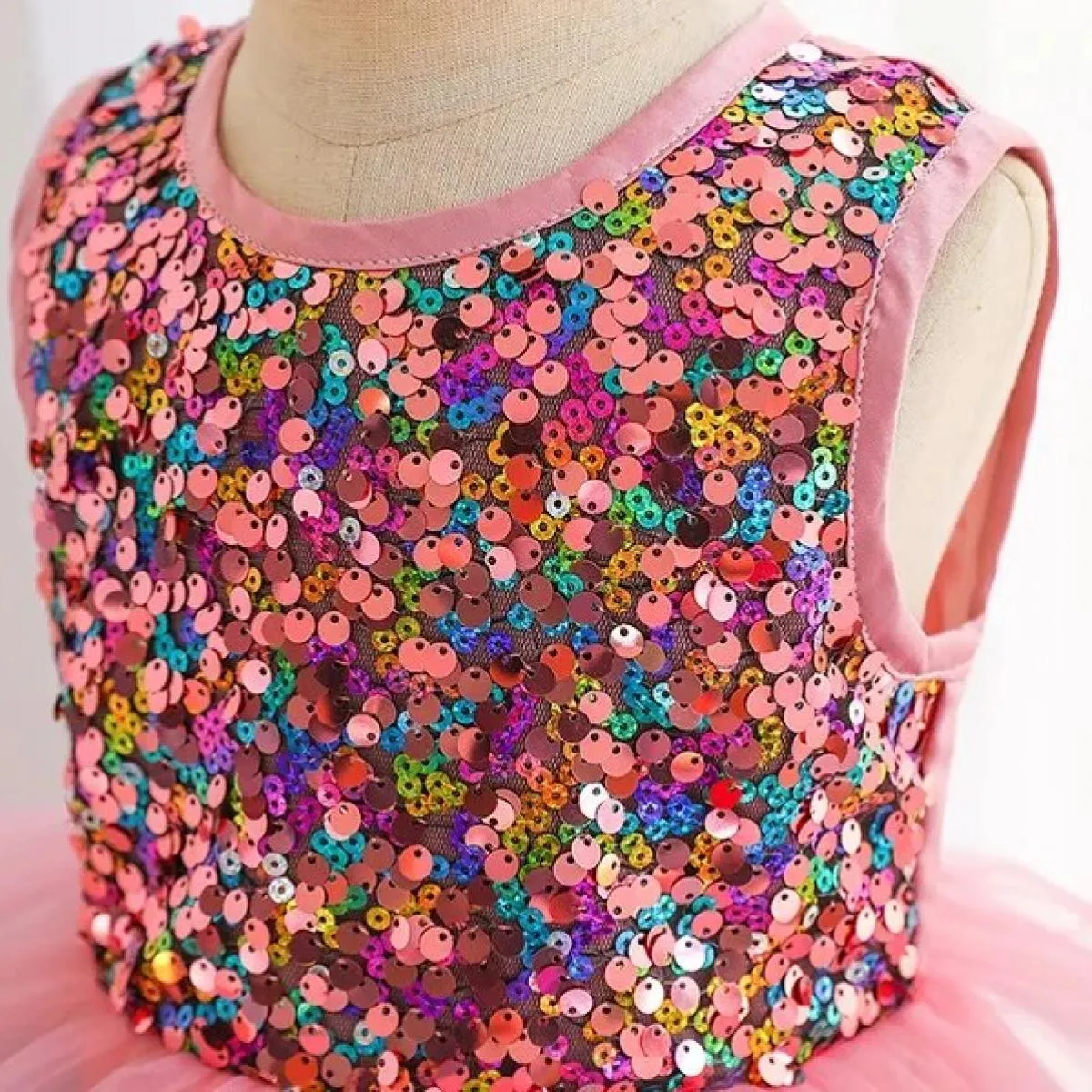 Abito per bambini Festa di compleanno Ballo con paillettes Ricamo Abito in rete Ragazza Festa di Natale Abito in tutù in maglia
