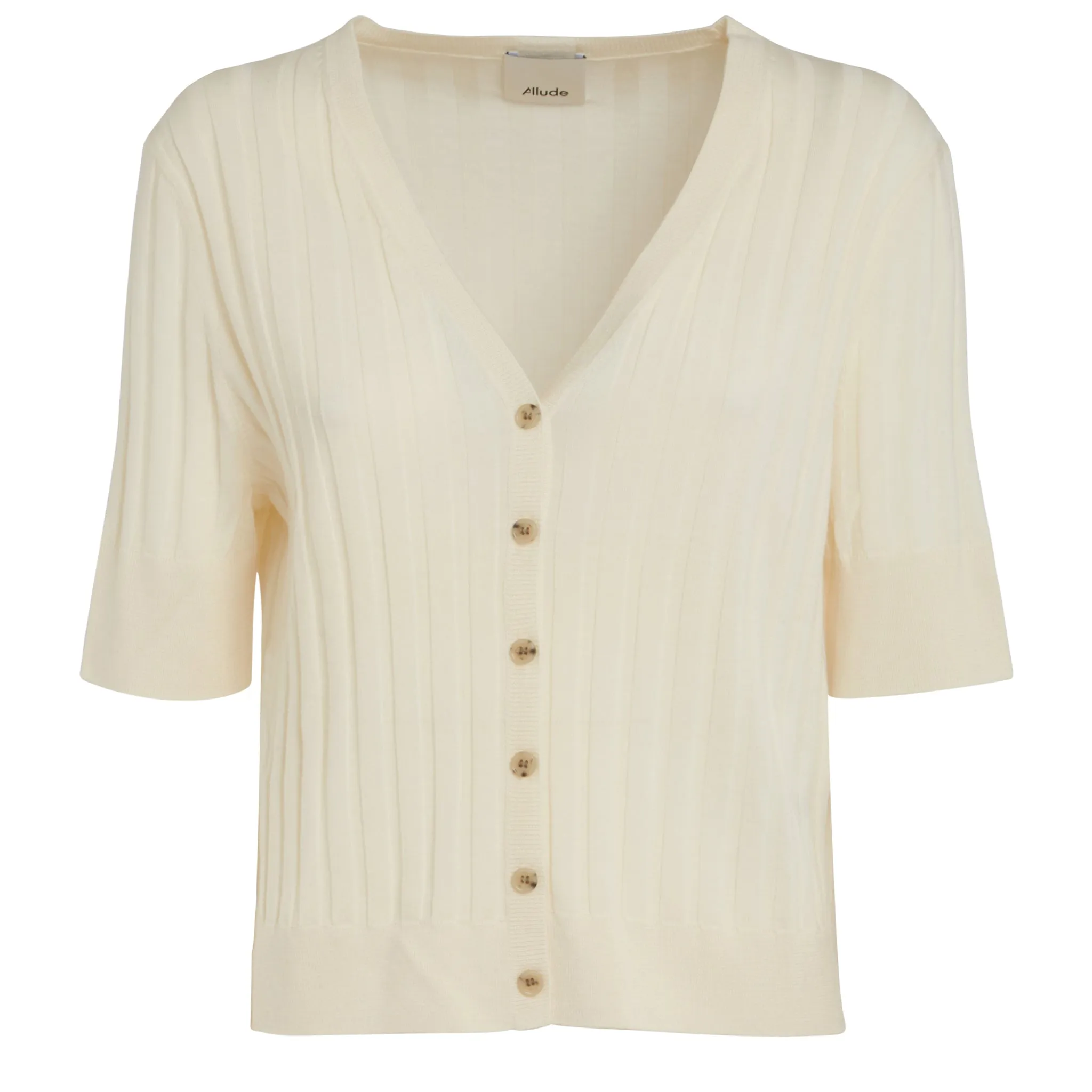 ALLUDE  Cardigan a coste in lana bianco