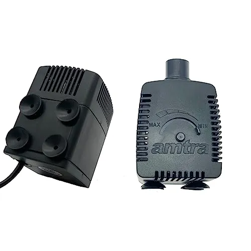 Amtra Stream 480 - Pompa per acquario ad immersione, silenziosa, portata d'acqua regolabile, 480 lt/h - 4,3W - 230v, Piccola Pom
