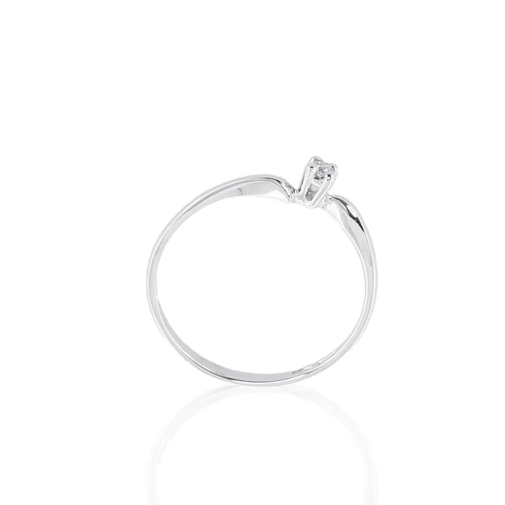 Anello Solitario in Oro Bianco con Diamanti Davite & Delucchi