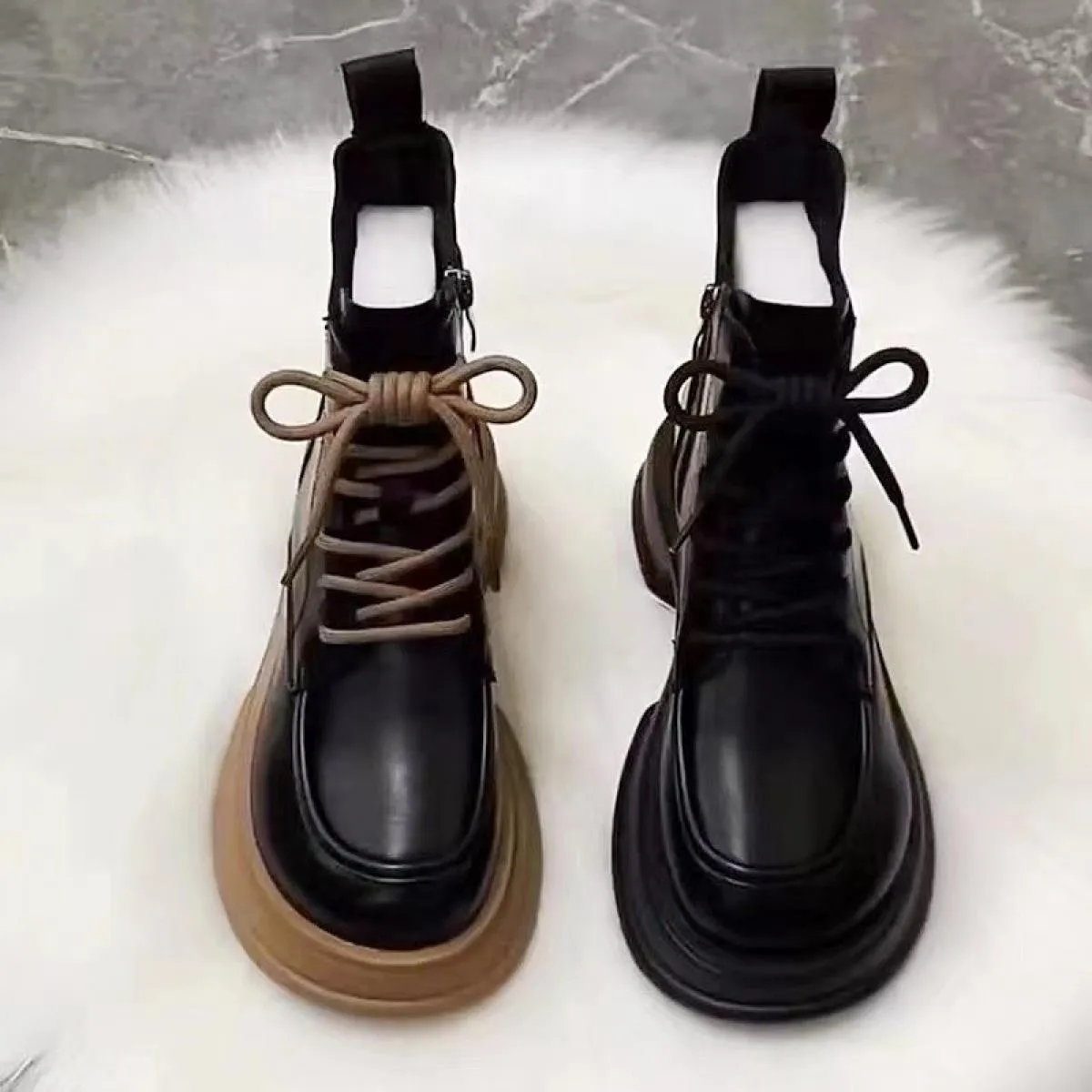 Autunno nuovi stivali da donna stivali con plateau scarpe da donna scarpe stile britannico stivali singoli versatili in pelle su