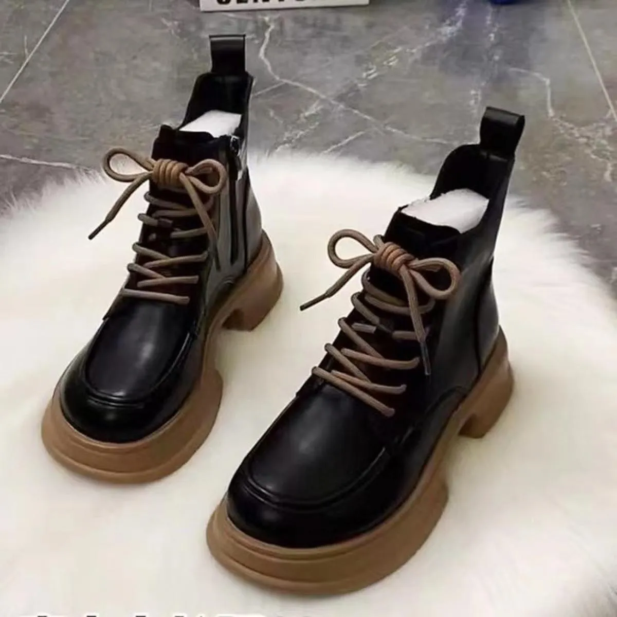 Autunno nuovi stivali da donna stivali con plateau scarpe da donna scarpe stile britannico stivali singoli versatili in pelle su