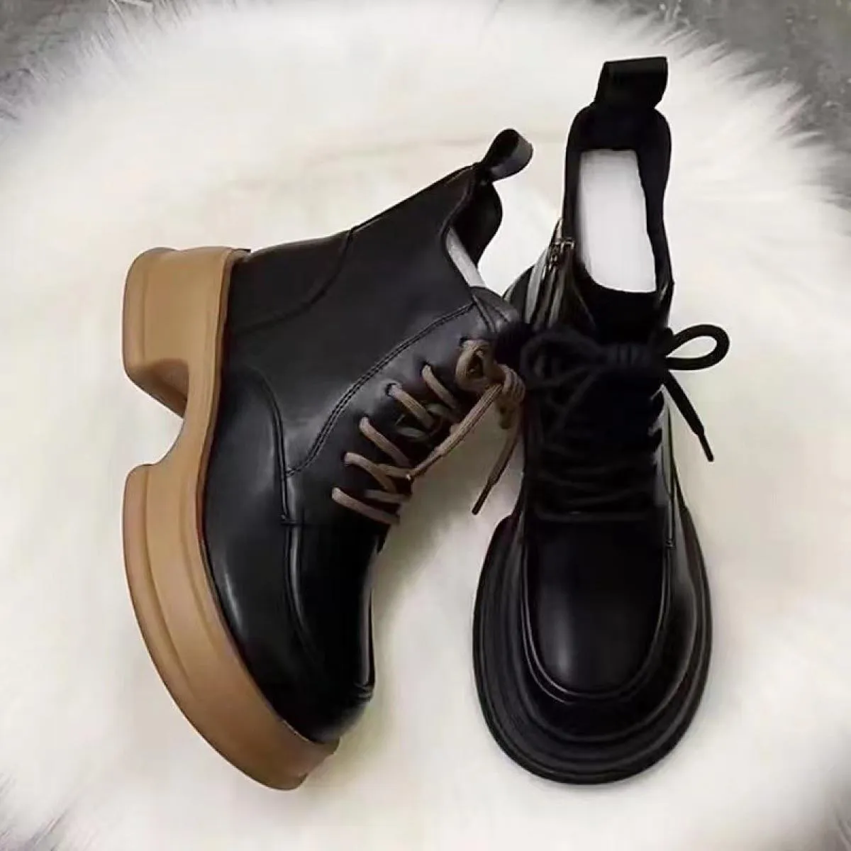 Autunno nuovi stivali da donna stivali con plateau scarpe da donna scarpe stile britannico stivali singoli versatili in pelle su