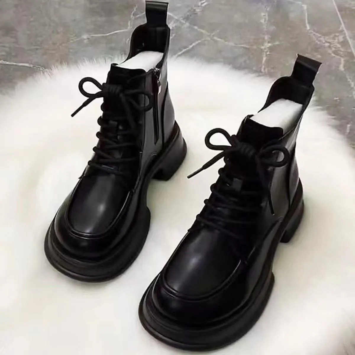 Autunno nuovi stivali da donna stivali con plateau scarpe da donna scarpe stile britannico stivali singoli versatili in pelle su