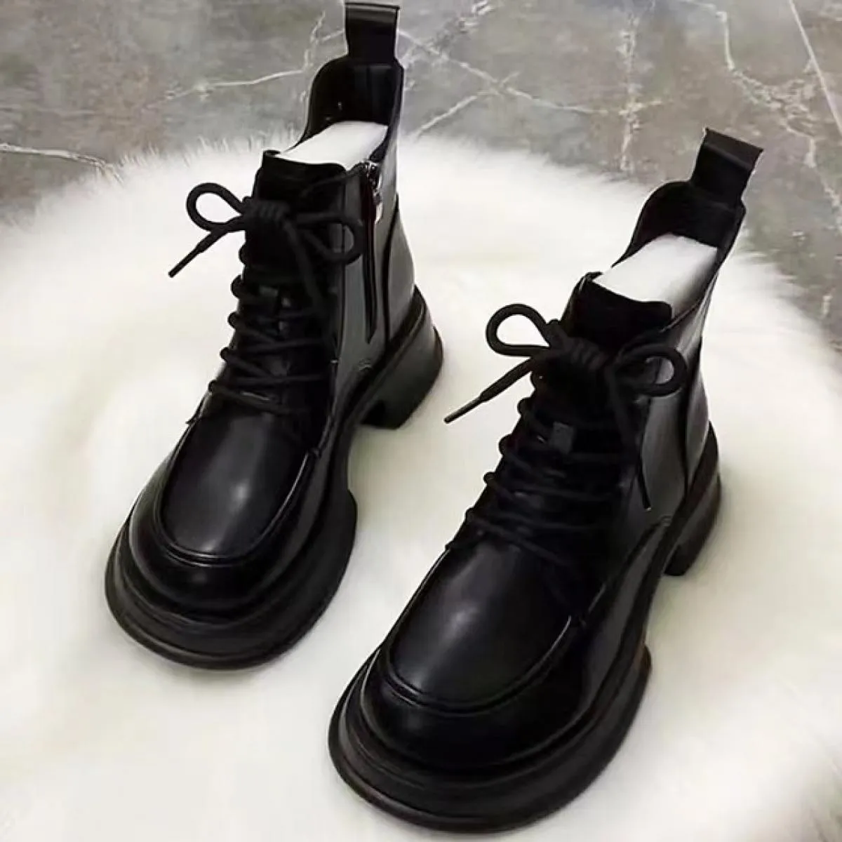 Autunno nuovi stivali da donna stivali con plateau scarpe da donna scarpe stile britannico stivali singoli versatili in pelle su