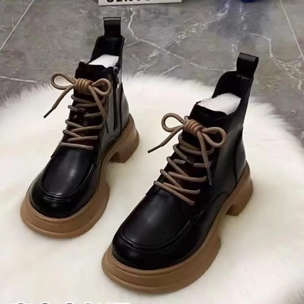 Autunno nuovi stivali da donna stivali con plateau scarpe da donna scarpe stile britannico stivali singoli versatili in pelle su
