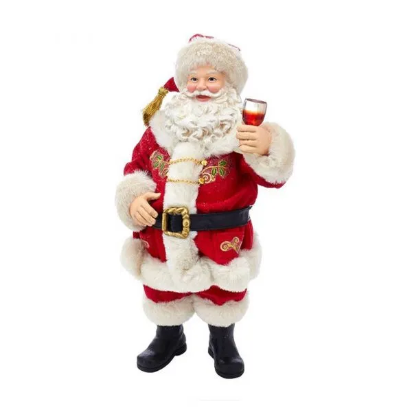Babbo Natale con Bicchiere di Vino Pregiato da Collezione Kurt Adler – H 26 cm