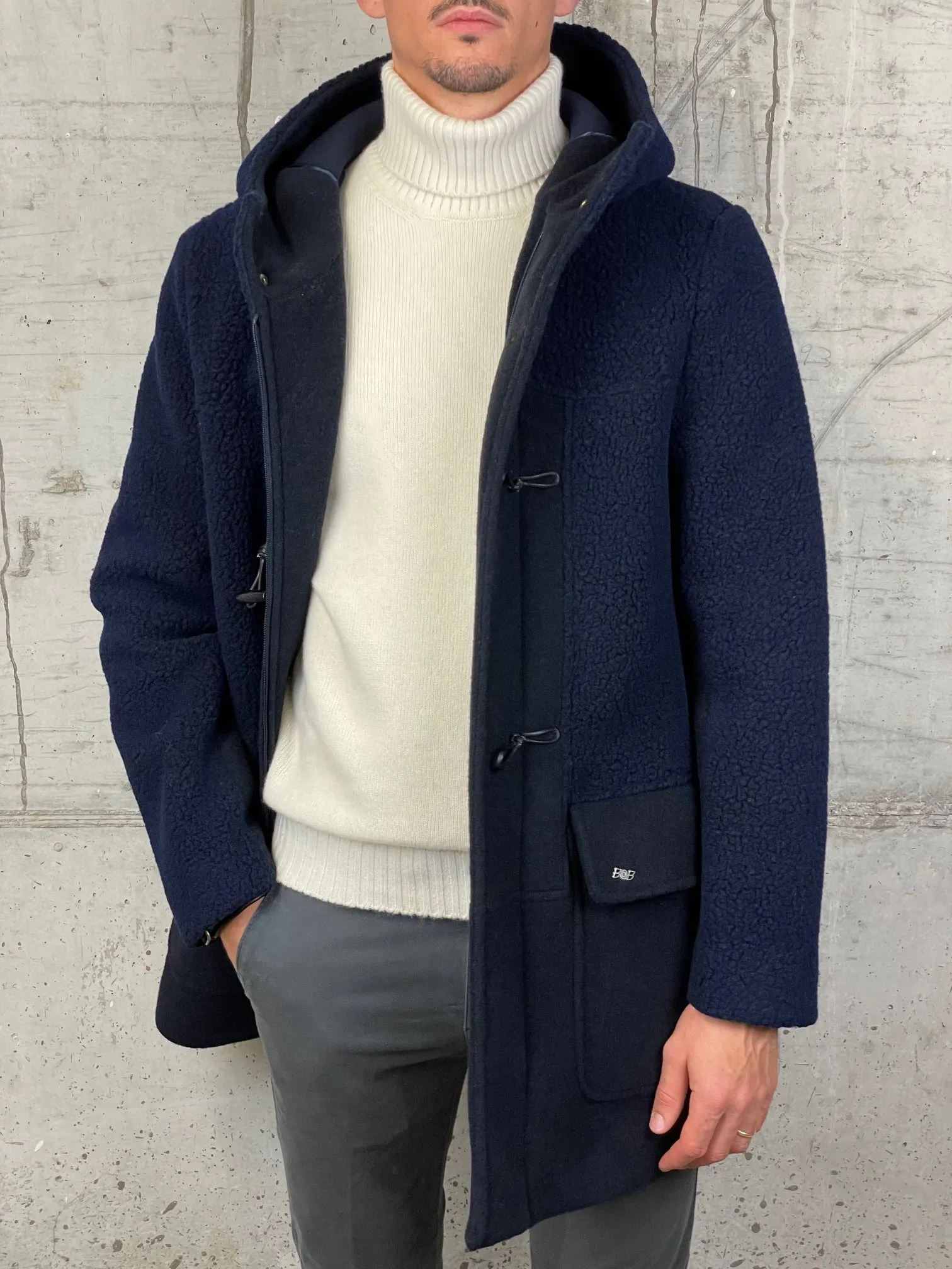 Bob Cappotto con Cappuccio e Alamari Free Blu