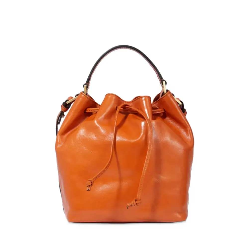 Borsa Donna a Secchiello THE BRIDGE in Pelle Arancione linea Story