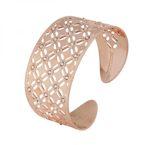 Bracciale BOCCADAMO Bizantina rigido a fascia larga placcato oro rosa con decoro in rilievo e Swarovski XBR710RS