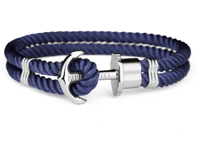 Bracciale con ancora Paul Hewitt PHREPS in metallo bianco e nylon blu