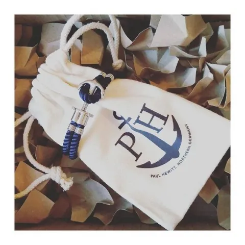 Bracciale con ancora Paul Hewitt PHREPS in metallo bianco e nylon blu