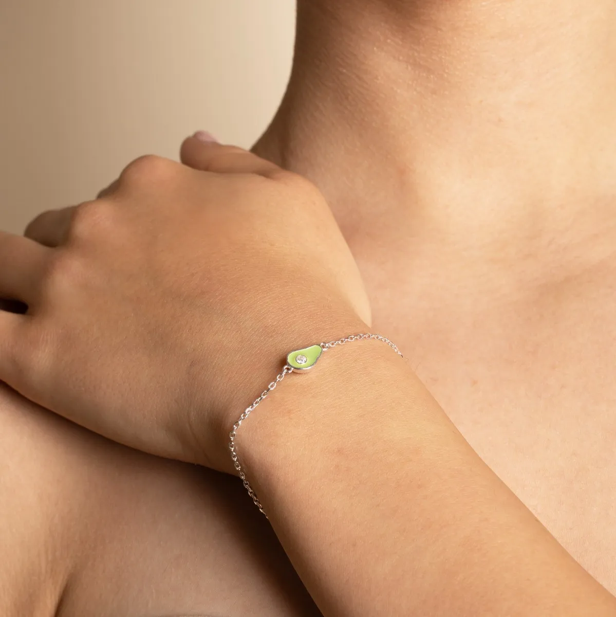 Bracciale con avocado verde in argento 925
