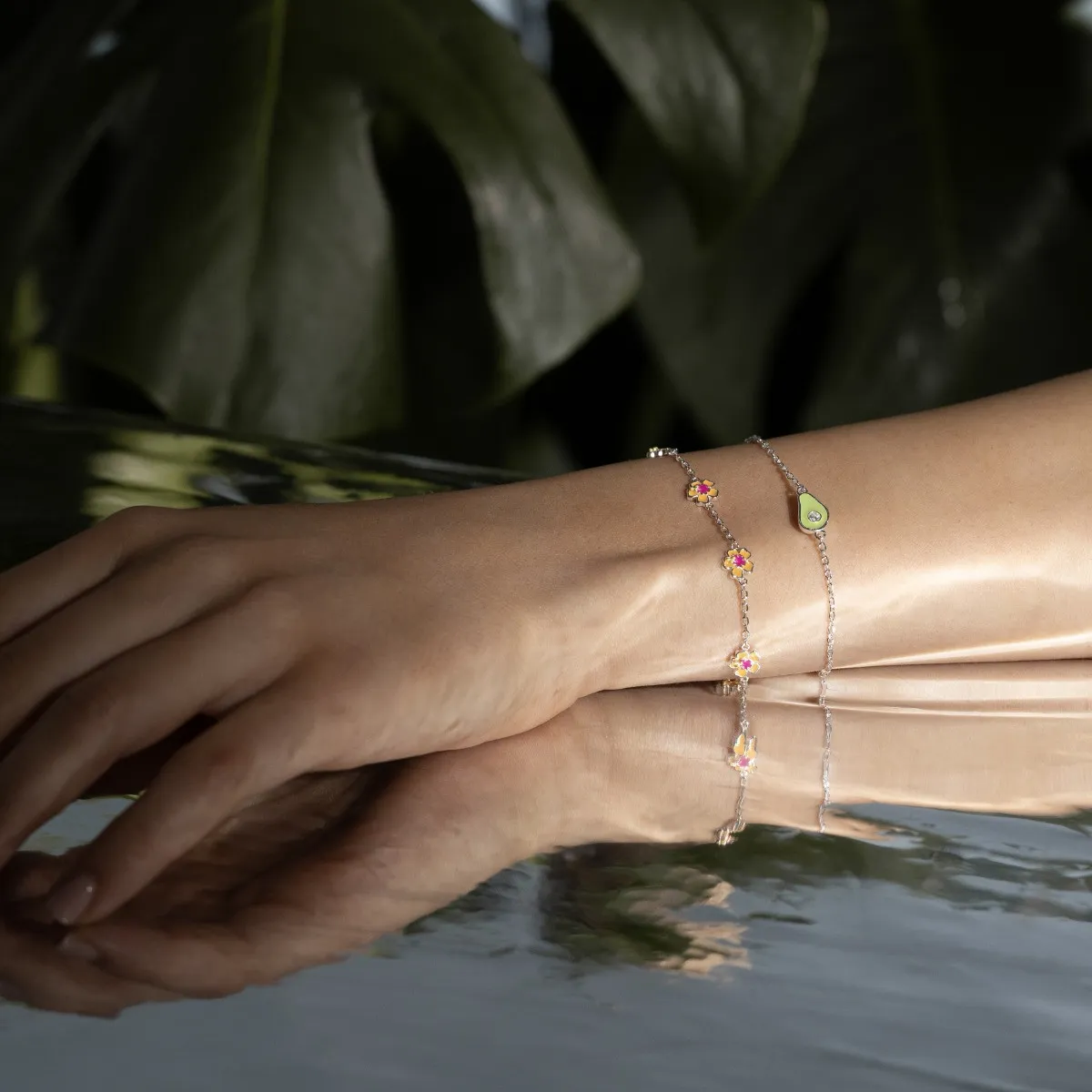 Bracciale con avocado verde in argento 925