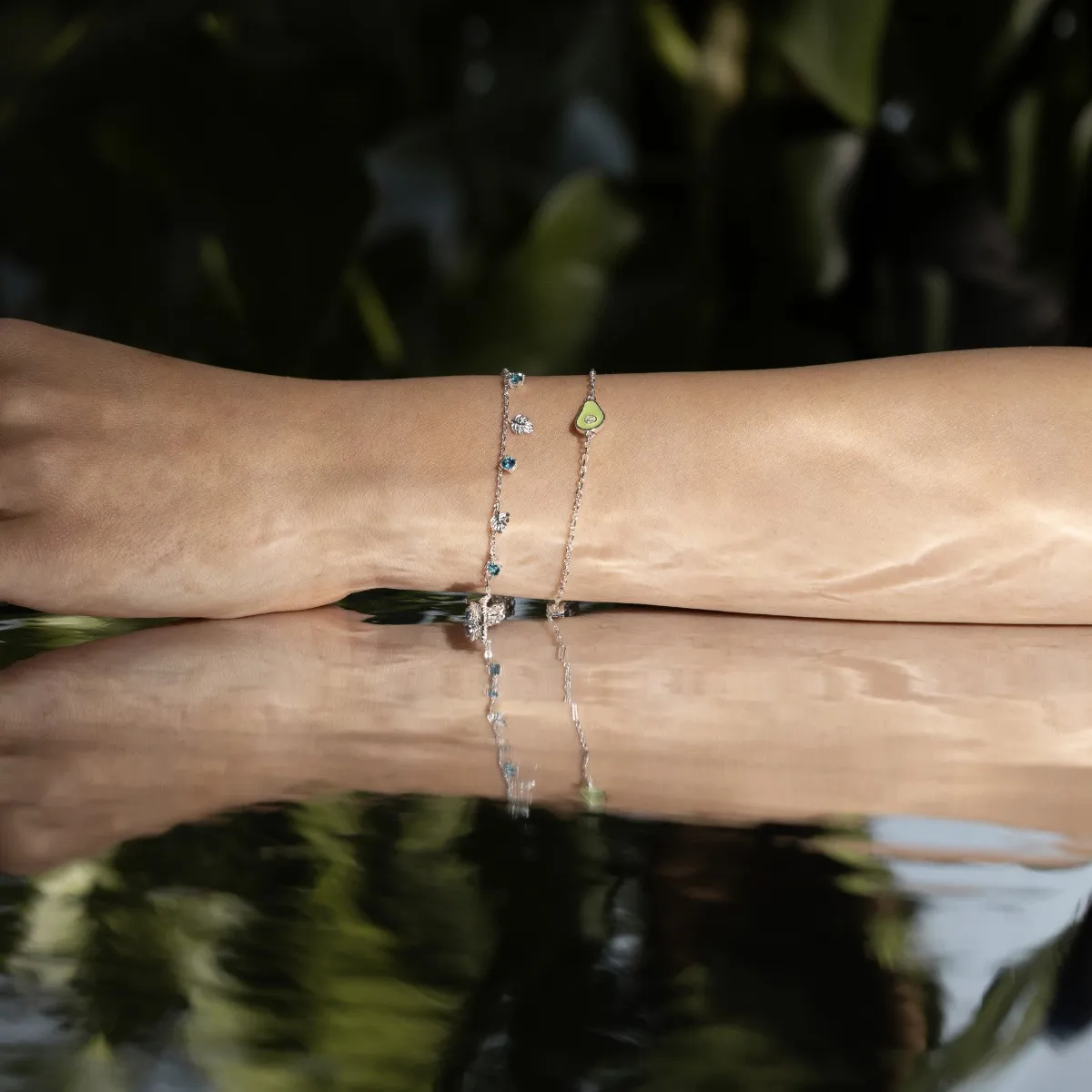 Bracciale con avocado verde in argento 925