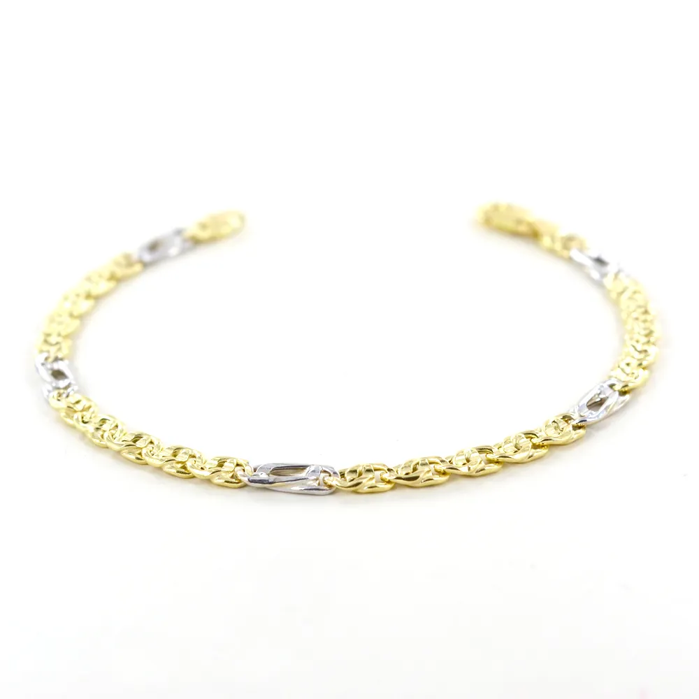Bracciale da uomo in oro giallo e bianco occhio di pernice