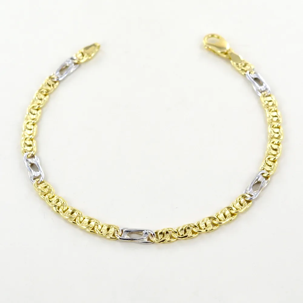 Bracciale da uomo in oro giallo e bianco occhio di pernice