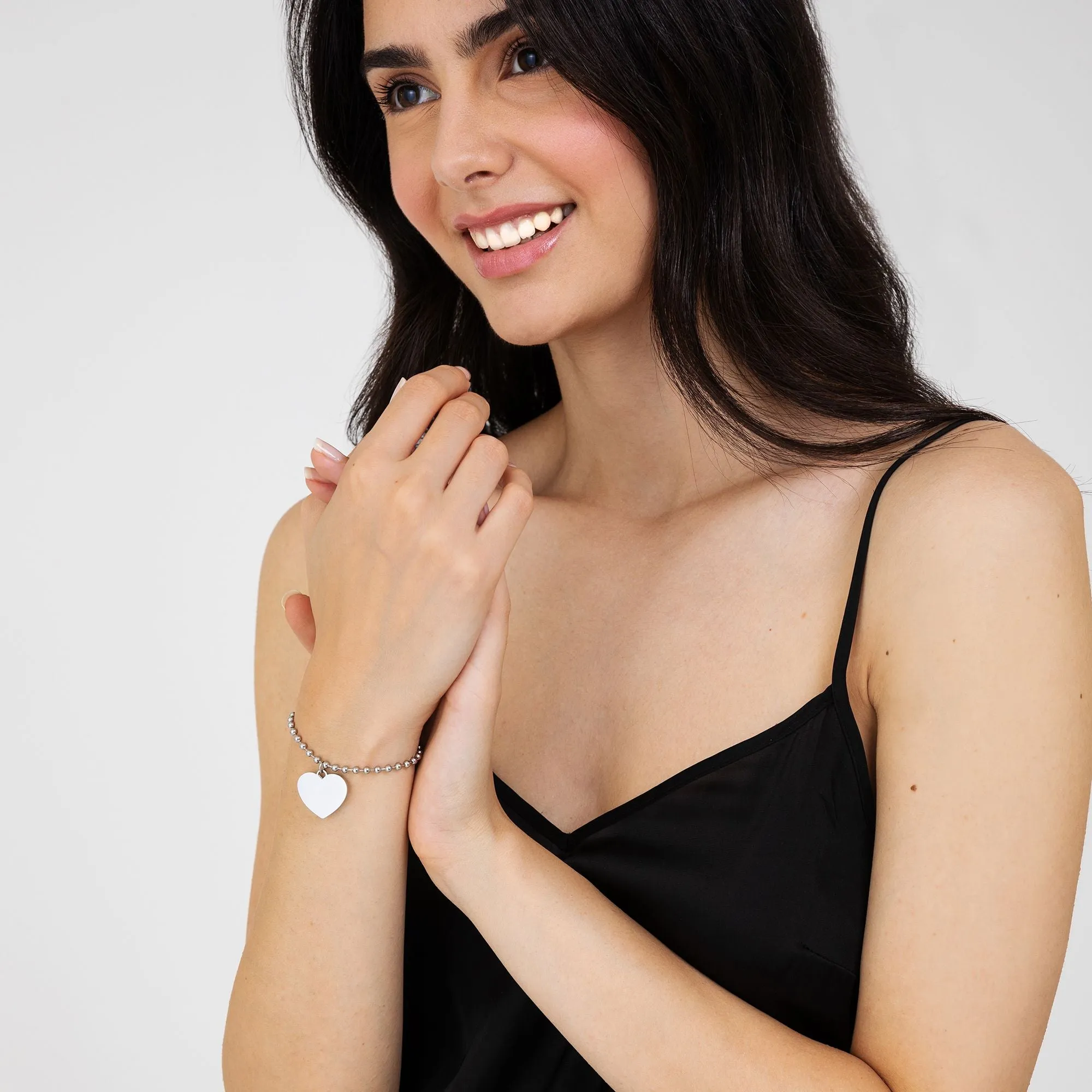 BRACCIALE DONNA PERSONALIZZATO IN ACCIAIO CON CUORI