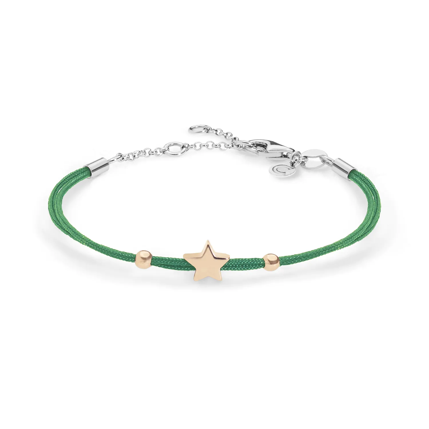 Bracciale in Argento e tessuto verde Comete Gioielli