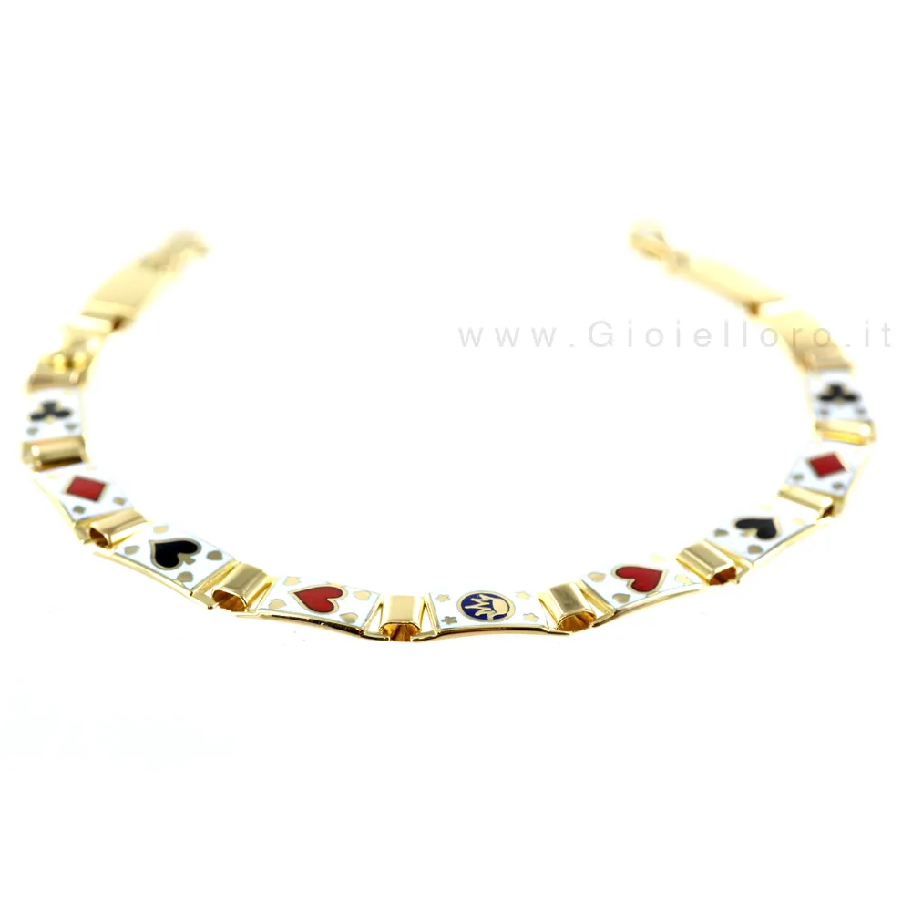 Bracciale in oro giallo Poker con smalti - Bracciale Gioco