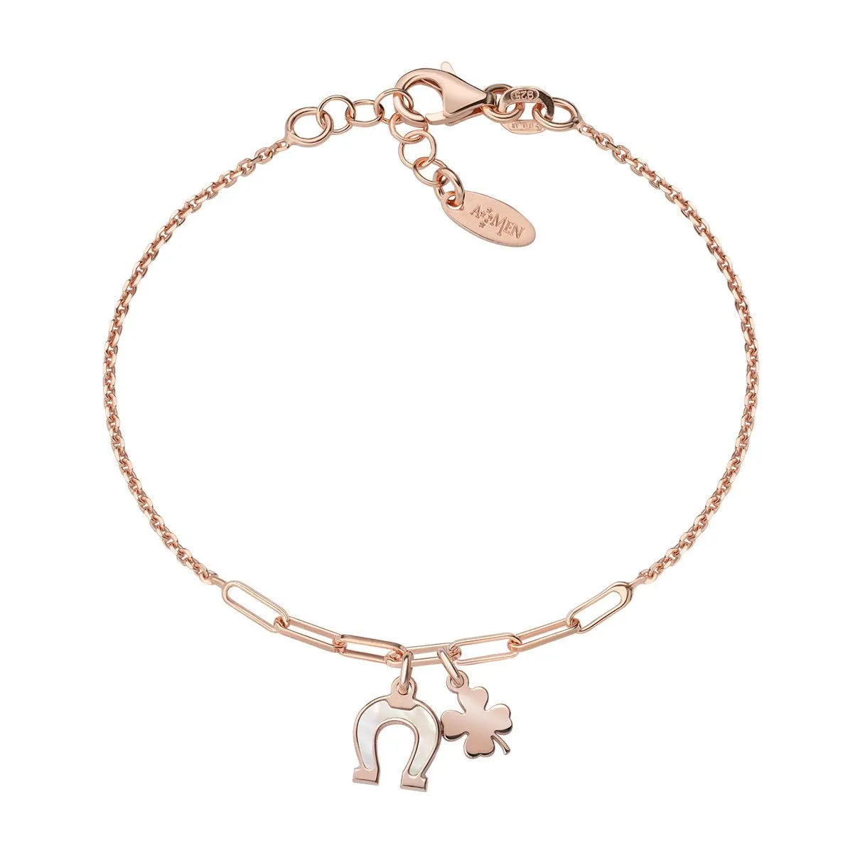 Bracciale Quadrifoglio e Ferro di Cavallo Rosè - BRMPFCRB