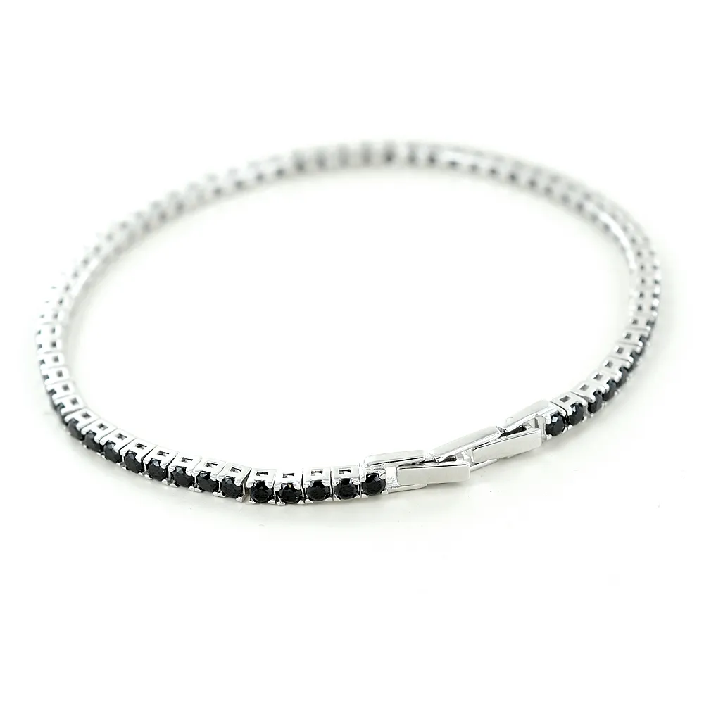 Bracciale Tennis da Uomo in argento con zirconi Neri