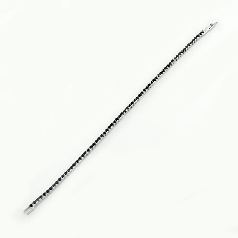 Bracciale Tennis da Uomo in argento con zirconi Neri