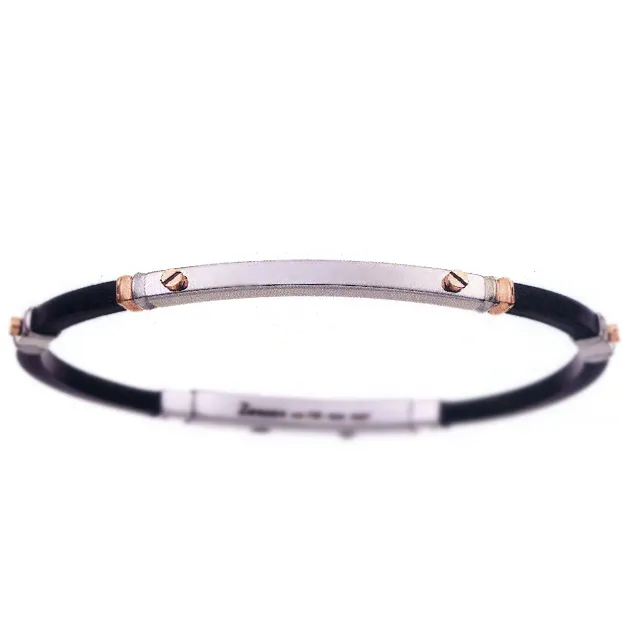 Bracciale Zancan da uomo in acciaio caucciu' e oro EXB170R