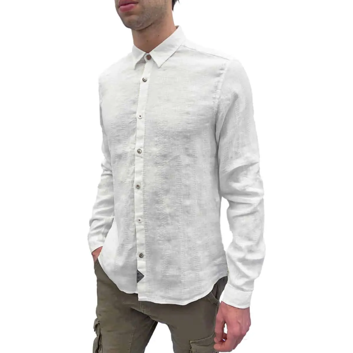 Camicia Misto Lino Inserti Fantasia HCM008 Uomo KOON