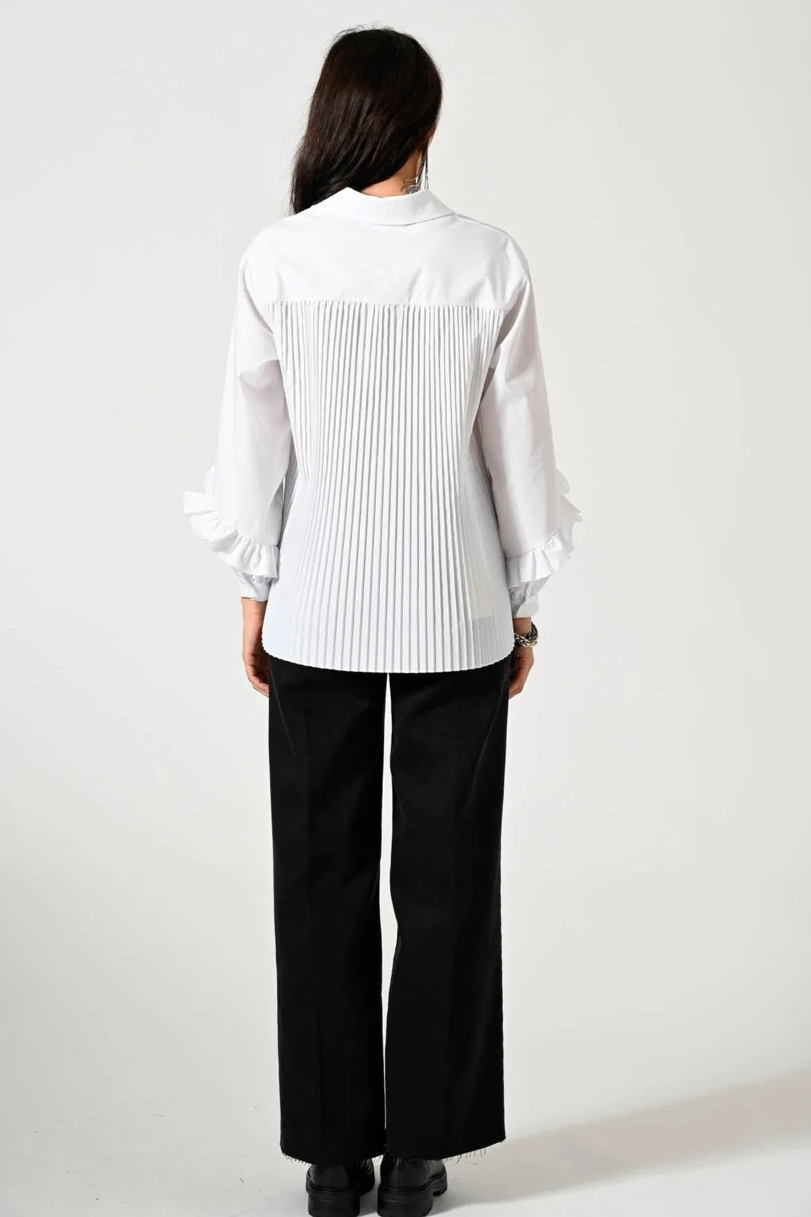 CAMICIA POPELINE ROUGE PLISSE