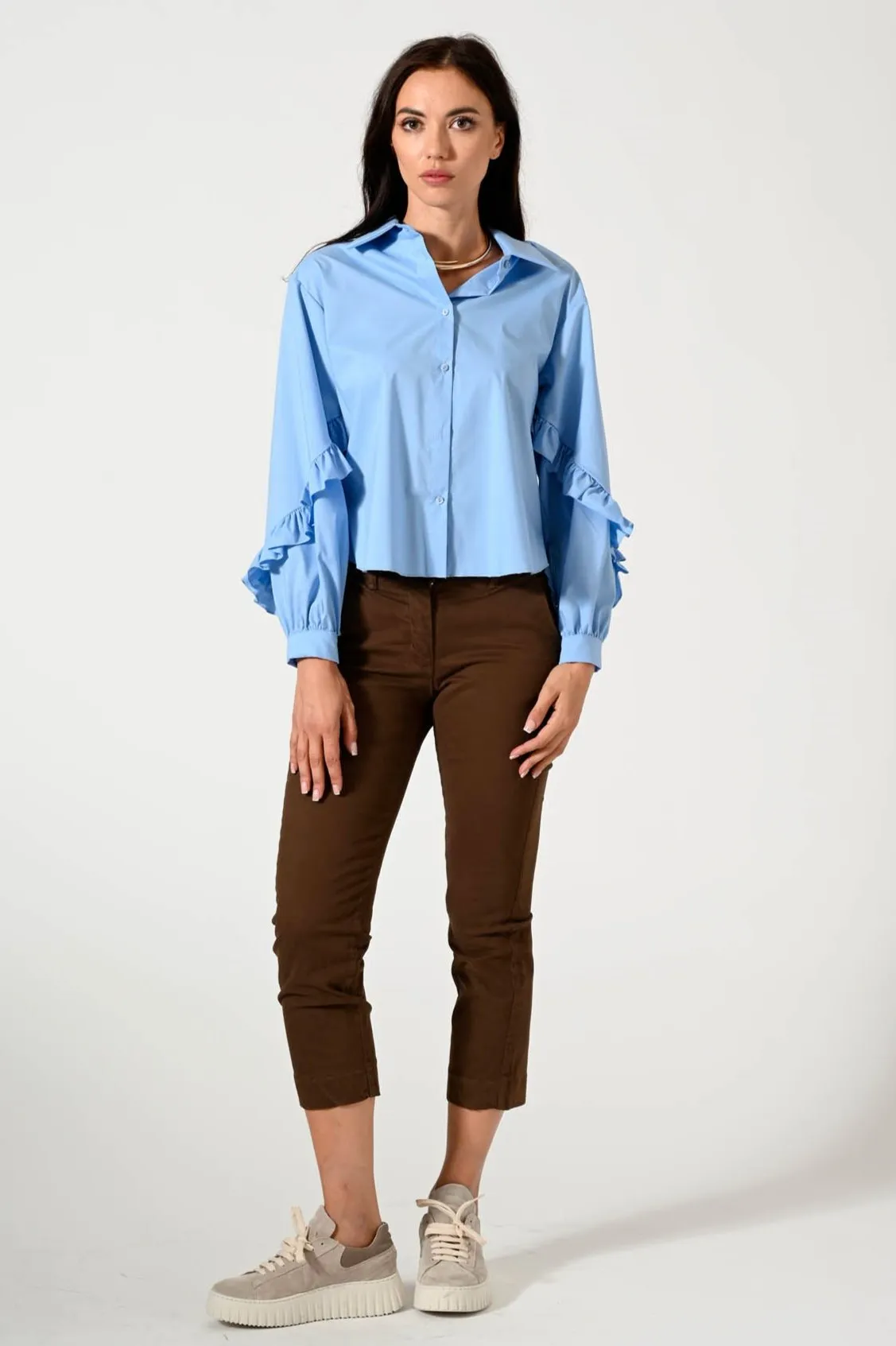 CAMICIA POPELINE ROUGE PLISSE