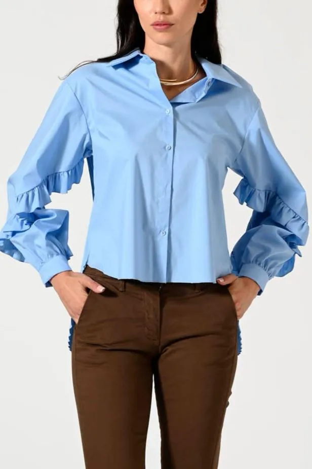 CAMICIA POPELINE ROUGE PLISSE