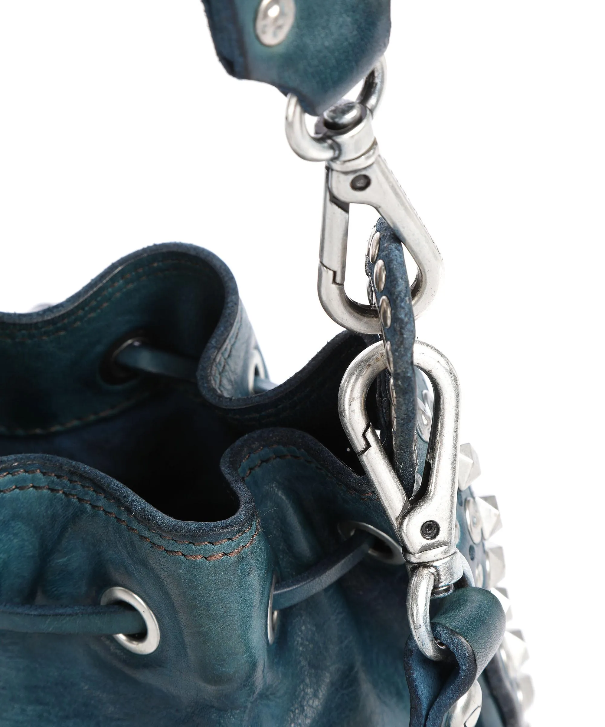  Campomaggi Borsa a secchiello pelle di vacchetta finemente grana blu scuro  