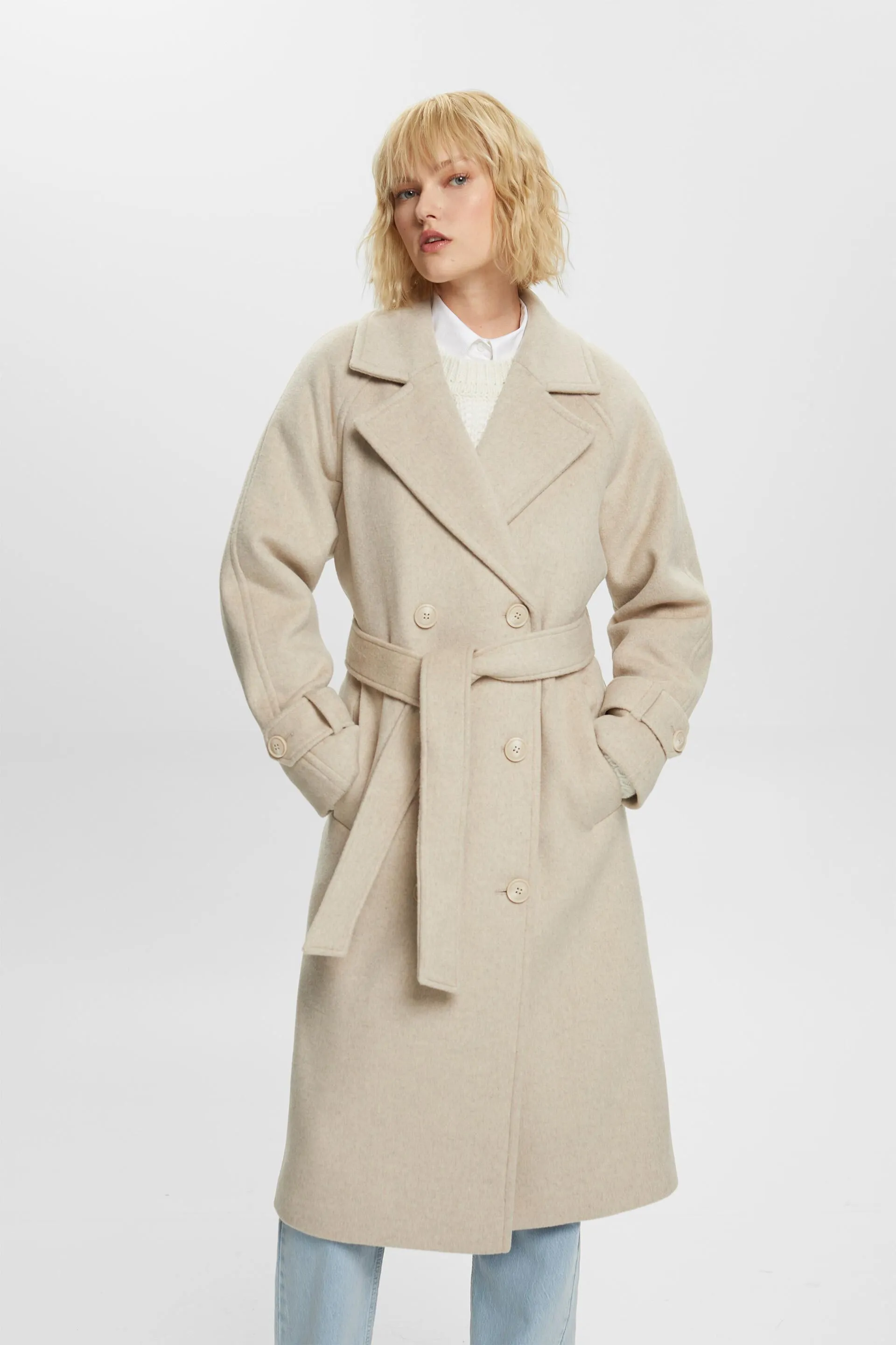 Cappotto a doppiopetto in lana e cashmere