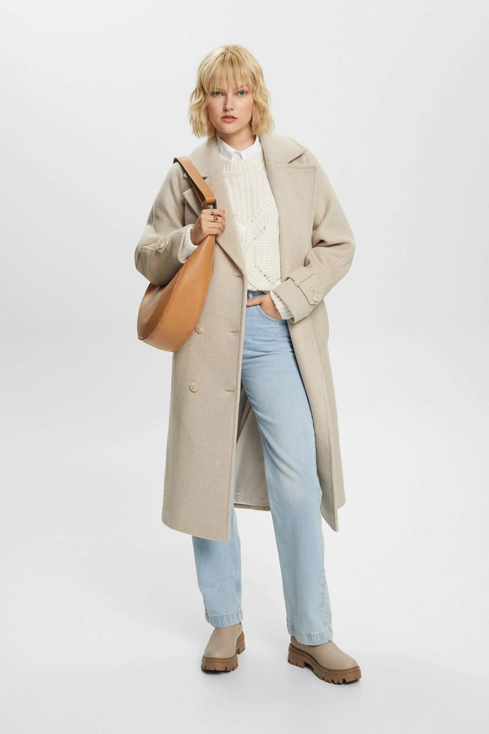 Cappotto a doppiopetto in lana e cashmere