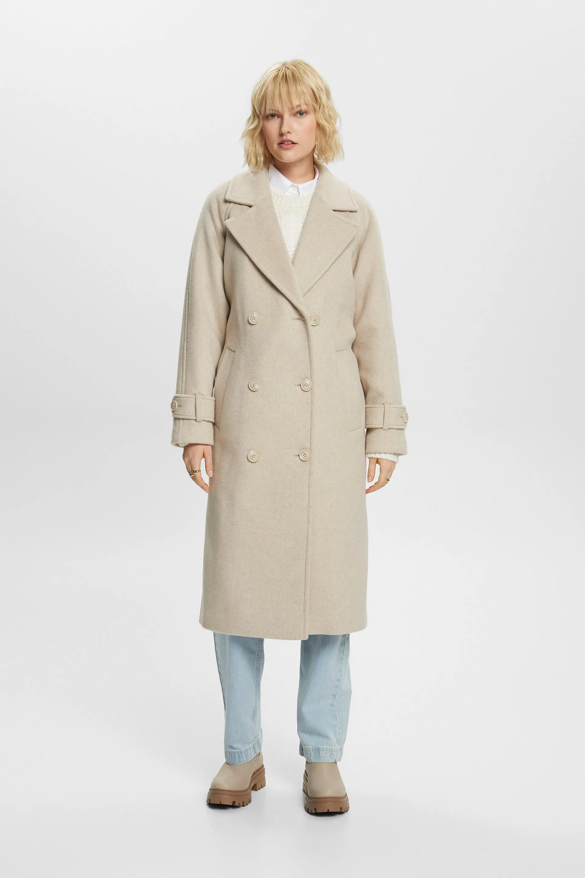 Cappotto a doppiopetto in lana e cashmere