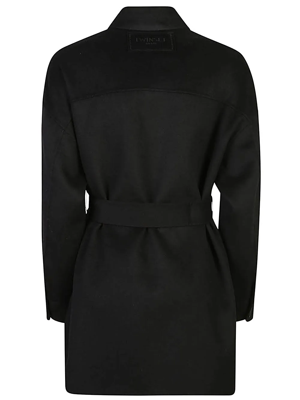 Cappotto caban in panno double misto lana nero